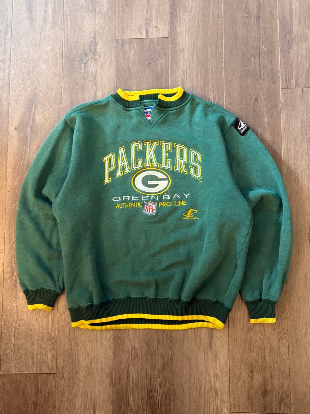 Vintage 90s Green Bay Packers Green Crewneck Sweatshirt Logo Athletic Sweater XL
